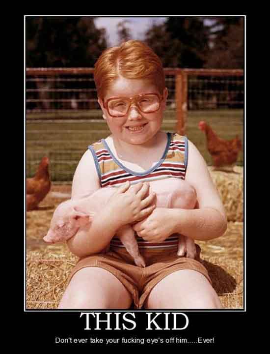 Funny Ginger Meme Kid with Pigs - SlightlyQualified.com