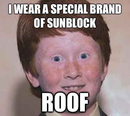 Funny Ginger Meme Roof is Best Sunblock - SlightlyQualified.com